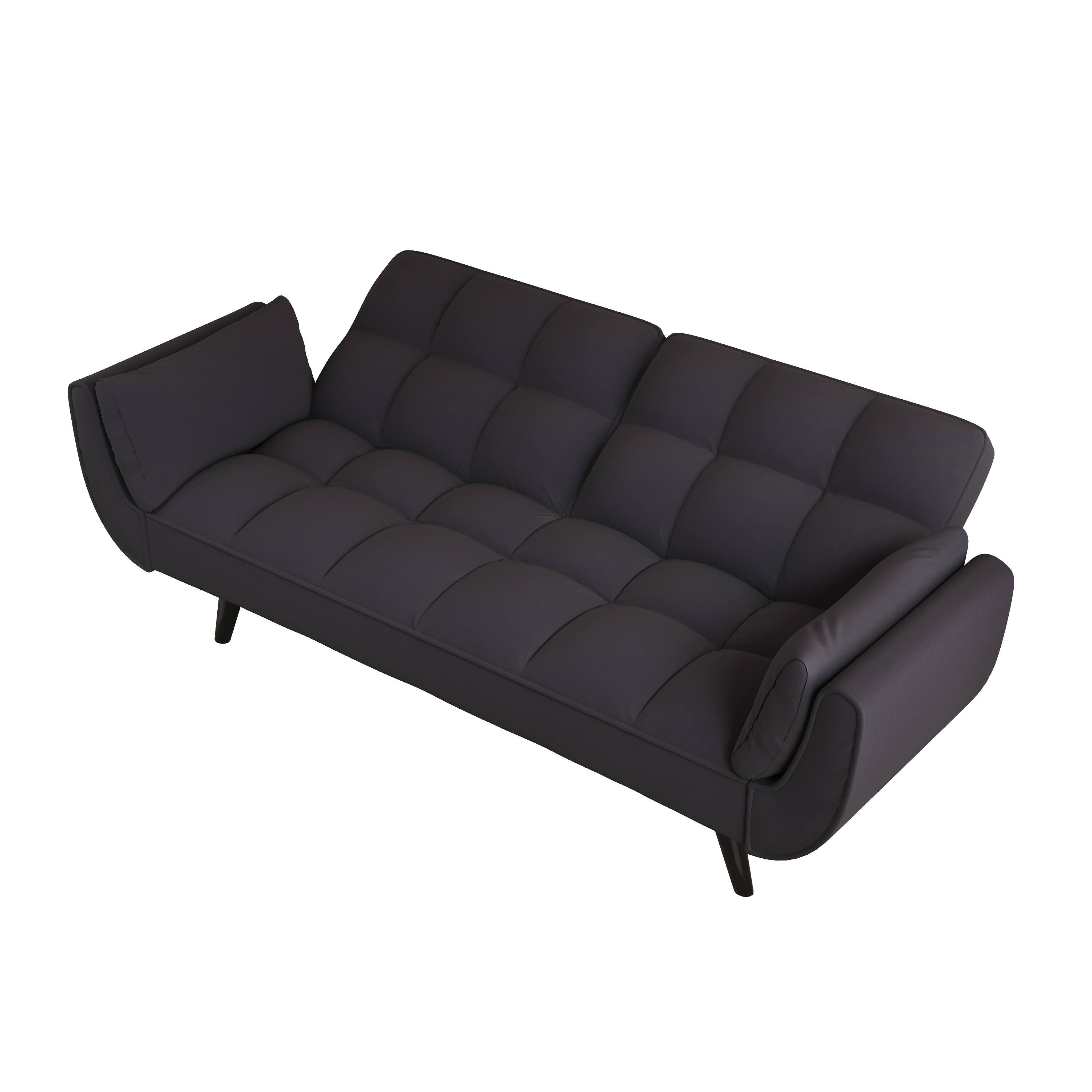 57" Modern Velvet Convertible Loveseat Sleeper Sofa Bed with Pillow